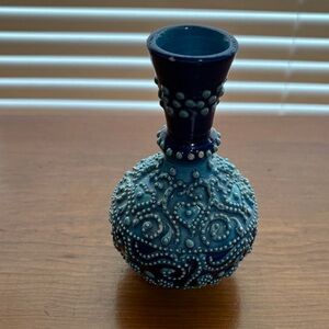 Intricate Blue Beaded Vase